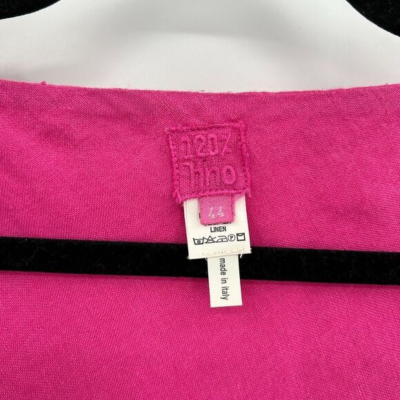 120% LINO Barbie Pink 100% Linen Sleeveless Asymmetrical Midi Dress Size Medium - Picture 5 of 6